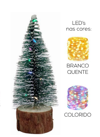MINI ÁRVORE DE NATAL DECORATIVA COM LED COLORIDO/BRANCO QUENTE 30CM - MULTIART