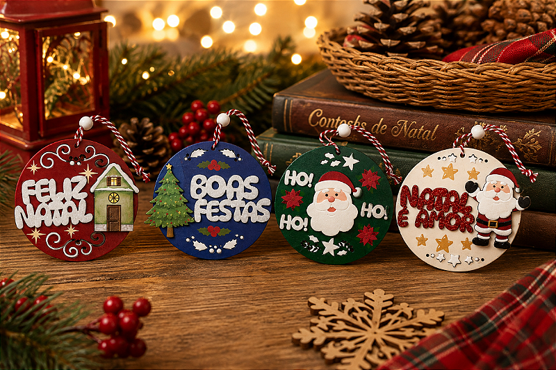 BOLINHA ENFEITE DECORATIVO DE NATAL DE PENDURAR CONTOS DE NATAL 10CM UNITÁRIA SORTIDO - MULTIART