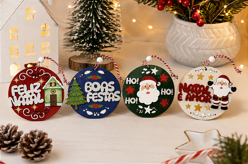 BOLINHA ENFEITE DECORATIVO DE NATAL DE PENDURAR CONTOS DE NATAL 10CM UNITÁRIA SORTIDO - MULTIART