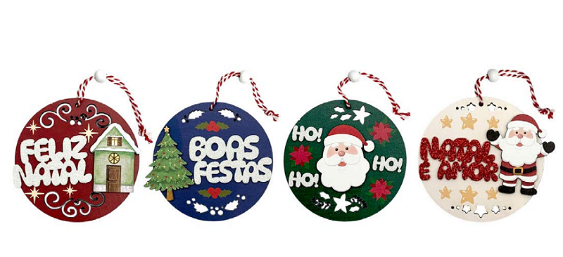 BOLINHA ENFEITE DECORATIVO DE NATAL DE PENDURAR CONTOS DE NATAL 10CM UNITÁRIA SORTIDO - MULTIART