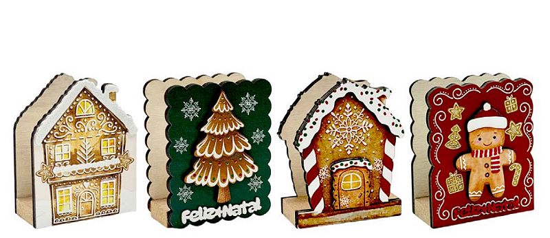 PORTA GUARDANAPO DE MDF GINGERBREAD NATAL 10X8CM UNITÁRIO SORTIDO - MULTIART