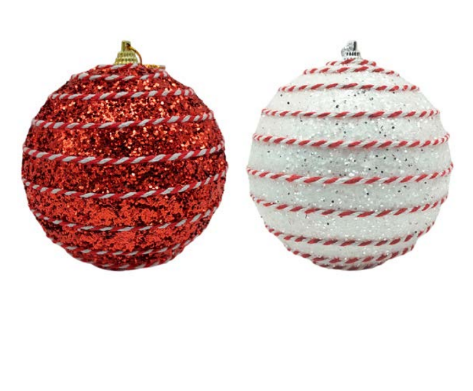 BOLA DE NATAL DECORADA COM GLITTER 8CM CORES SORTIDAS UNITÁRIA - MULTIART