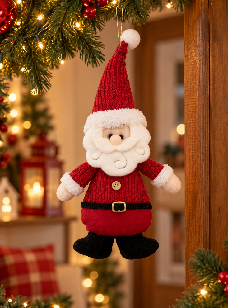 BONECO DE PAPAI NOEL DE POLIÉSTER DE PENDURAR 33x15CM - MULTIART