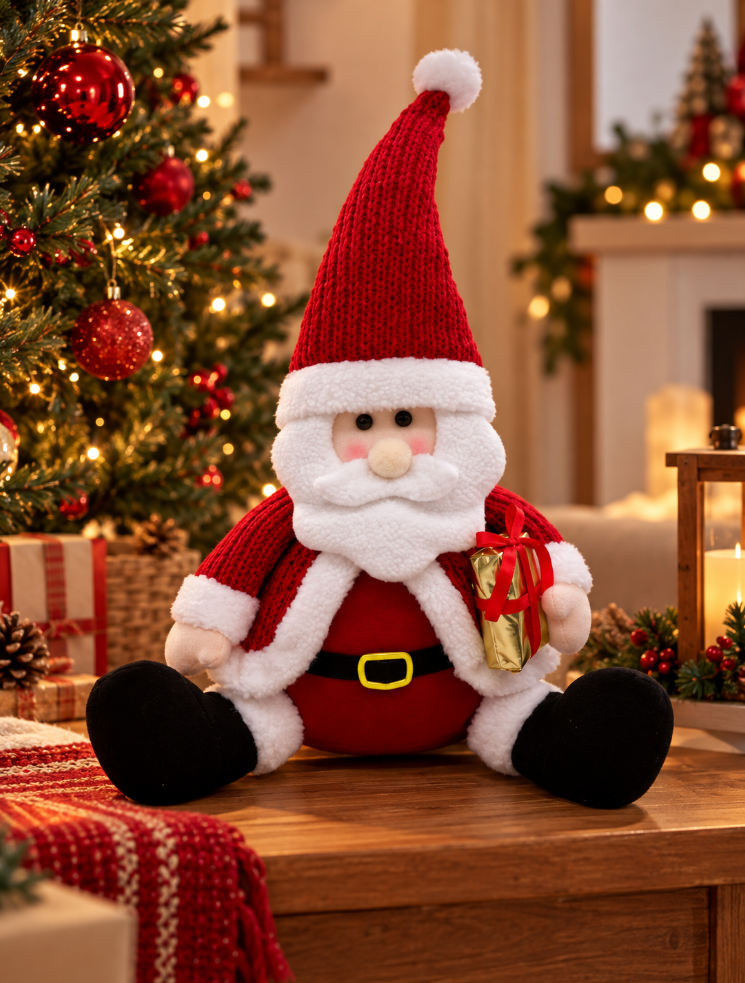 BONECO DE PAPAI NOEL DE POLIÉSTER E FELTRO 45X30CM - MULTIART