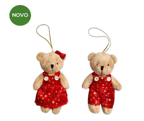 URSINHO DECORATIVO PARA ÁRVORE DE NATAL PARA PENDURAR 12CM UNITÁRIO - MULTIART