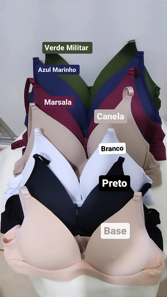 Conjunto Mila Sutiã/ Sutia e Calcinha Liso. Com Bojo e Sem Aro - Costa com Decote Quadrado
