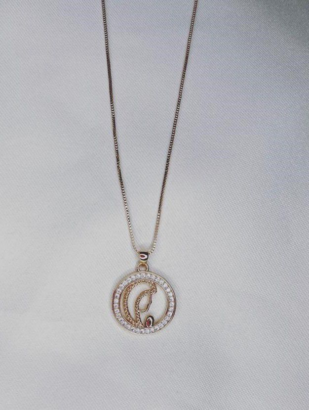 Colar Nossa Senhora Orando Cravejada Banhada a Ouro 18K