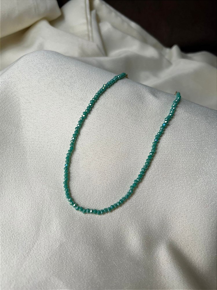 Colar Cristalzinho - Chocker Cristalzinho em Degrade  Colorido - Banhado em ouro 18K