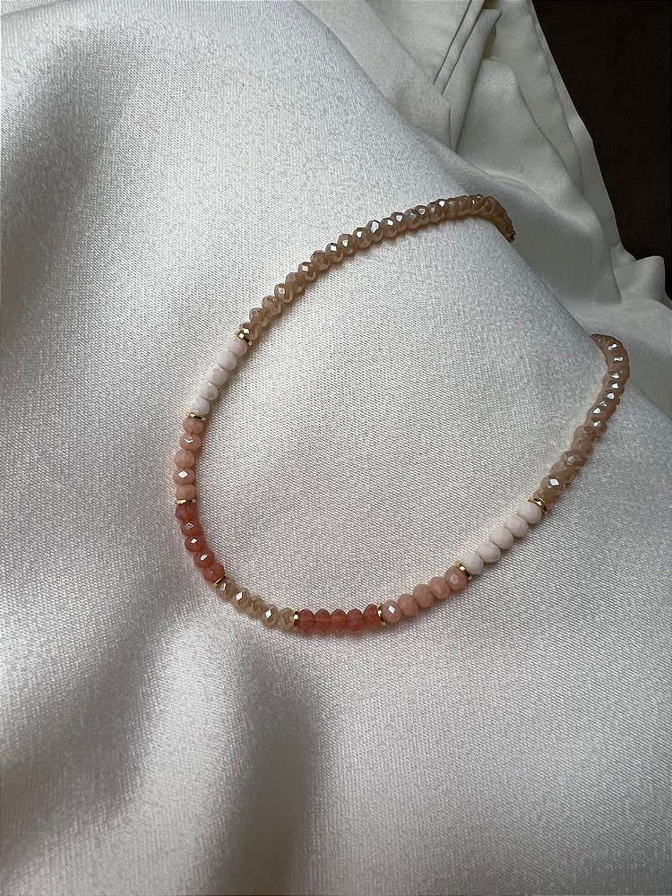 Colar Cristalzinho - Chocker Cristalzinho em Degrade  Colorido - Banhado em ouro 18K