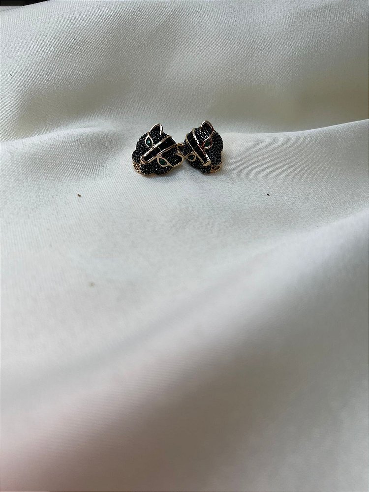 Conjunto Pantera Negra Luxo Preta ou Cristal Todo Cravejado- Semijoia Banhada Ouro 18K