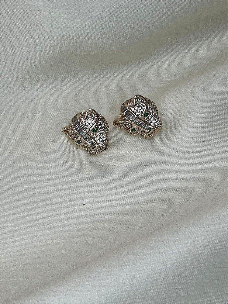 Conjunto Pantera Negra Luxo Preta ou Cristal Todo Cravejado- Semijoia Banhada Ouro 18K
