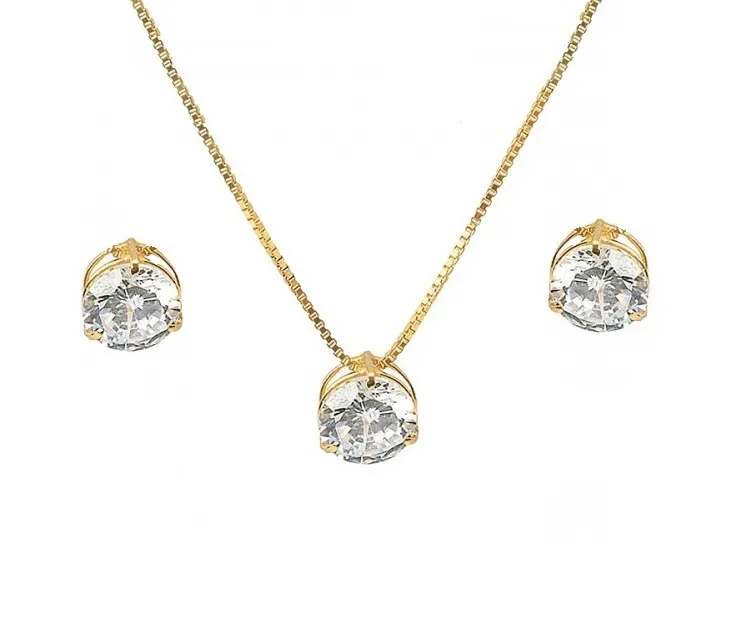 Conjunto Ponto de Luz 6mm - BRINCO + COLAR - Banhada a Ouro 18K - Semijoia