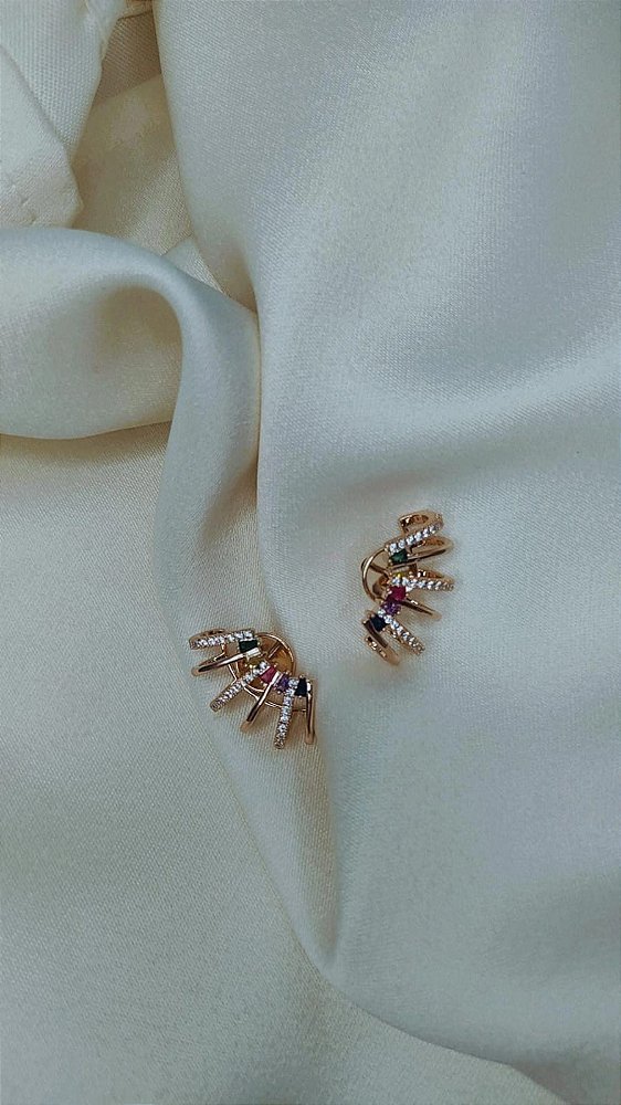 Brinco Mini Earcuff Cristal - Brilho com Atitude no Seu Estilo - Semijoia Banhada a Ouro 18K
