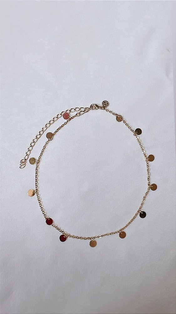 Colar/ Chocker Bolinhas Regulável - Semijoia Banhada Ouro 18 K
