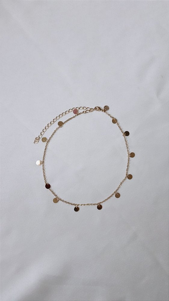 Colar/ Chocker Bolinhas Regulável - Semijoia Banhada Ouro 18 K