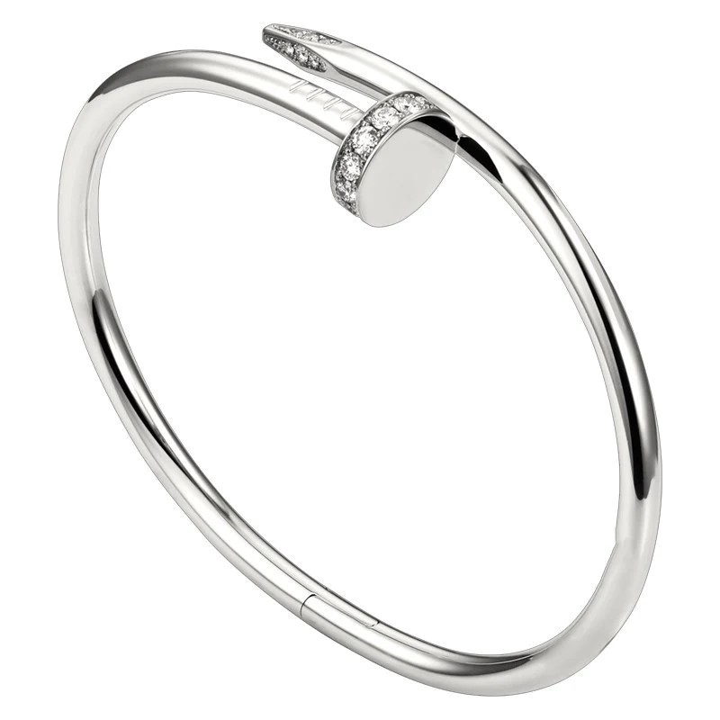 Bracelete Prego Inspiração Cartier Cravejado Banho Dourado Ouro 18K e Banho Rodium Negro- Semijoia