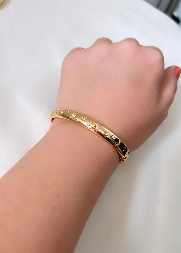 Bracelete/ Pulseira Liso/Trabalhado - Semijoia Delicada Banhada a Ouro 18K