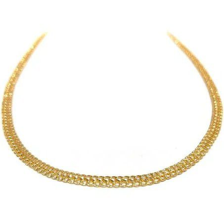 Colar Chocker Lacraia Trançada Corrente Semijoia Banhada a Ouro 18K