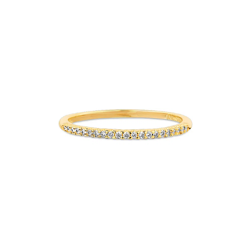 Anel Aparador Cravejado Fino Minimalista - Banhado a Ouro 18k - Semijoia