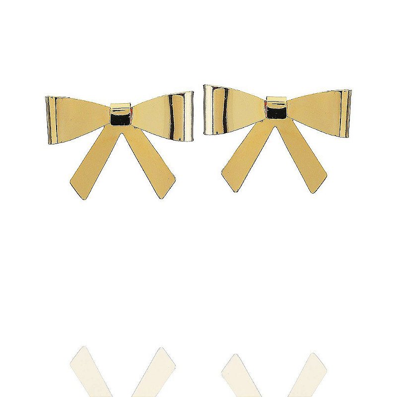 Conjunto Laço Gravatinha Ajustável- Brinco Mais Colar - Semijoia Banhada a Ouro 18K