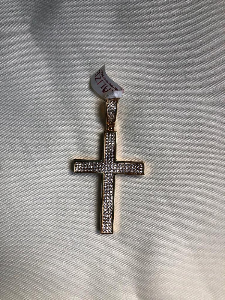 Pingente Coração Crav.- Cruz Crav.- Circúlo+ Pedras P/- Colar/Aro- Semijoia Delicada Banhada a Ouro 18K