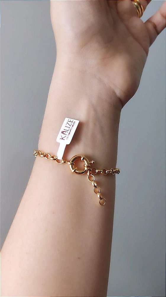 Pulseira FE/ESPIRITO SANTO/NOSSA SENHORA Corrente Em Elos Com Pingentes Bracelete - Semijoia Banhada a Ouro 18k