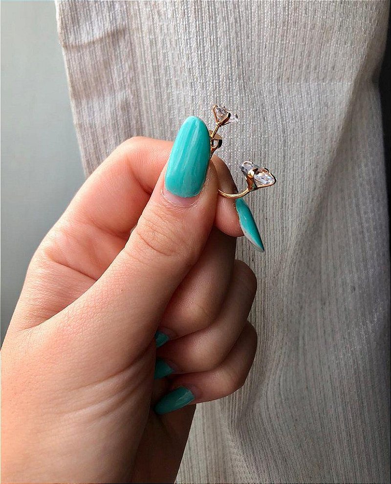 Brinco Zirconia - Encaixe 2 em 1 Cravejado- Banho de ouro 18K
