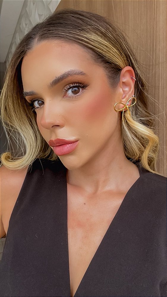 Conjunto Laço de Fio Vazado Minimalista-  Semijoia Banhada a Ouro18k