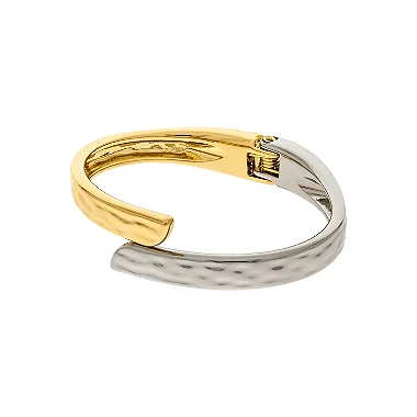 Bracelete/Pulseira Encaixe Dois Banhos Martelado - Elegante- Semijoia Banho Ouro 18K + Rodium