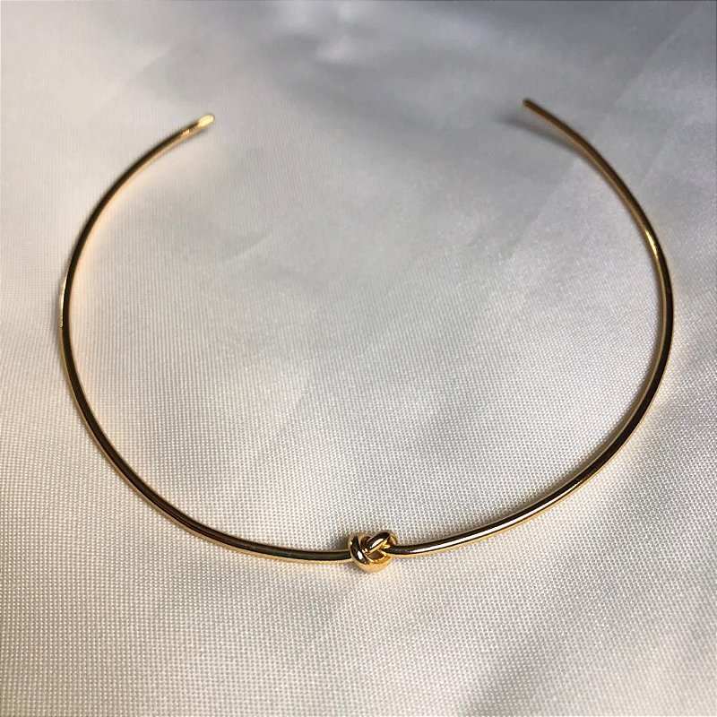 Aro/ Chocker /Gargantilha/Colar Nó Fino Liso - Semijoia Banhada Ouro 18 K