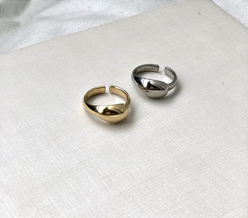 Anel Ajustável Gota Liso Duo- Banhado a Ouro 18K  ou no Rodio
