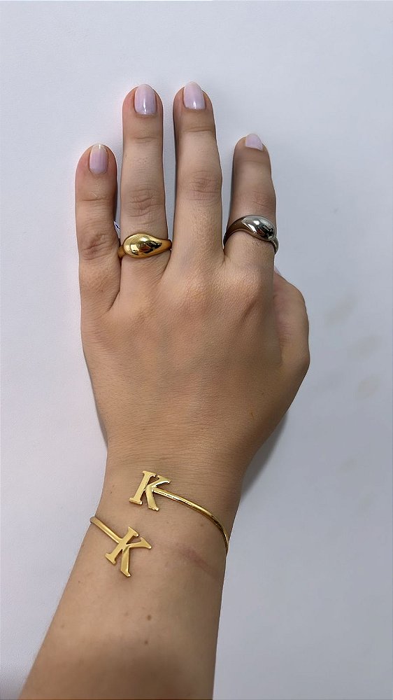 Anel Ajustável Gota Liso Duo- Banhado a Ouro 18K  ou no Rodio