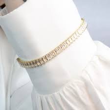 Pulseira Riviera Cravejada em Zirconia Baguete de 4,5mm de Largura na Cristal  ou Coloridas - Semijoia Banhada a Ouro 18K
