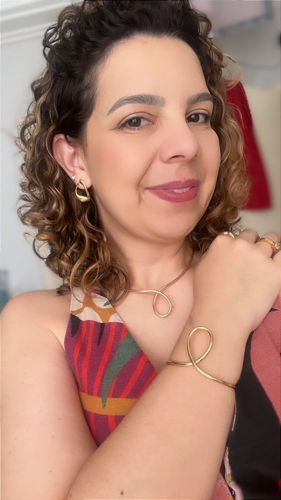 Conjunto Infinit de Colar Aro Chocker e Bracelete - Semijoia Banhada a Ouro 18K ou em PRATA 925