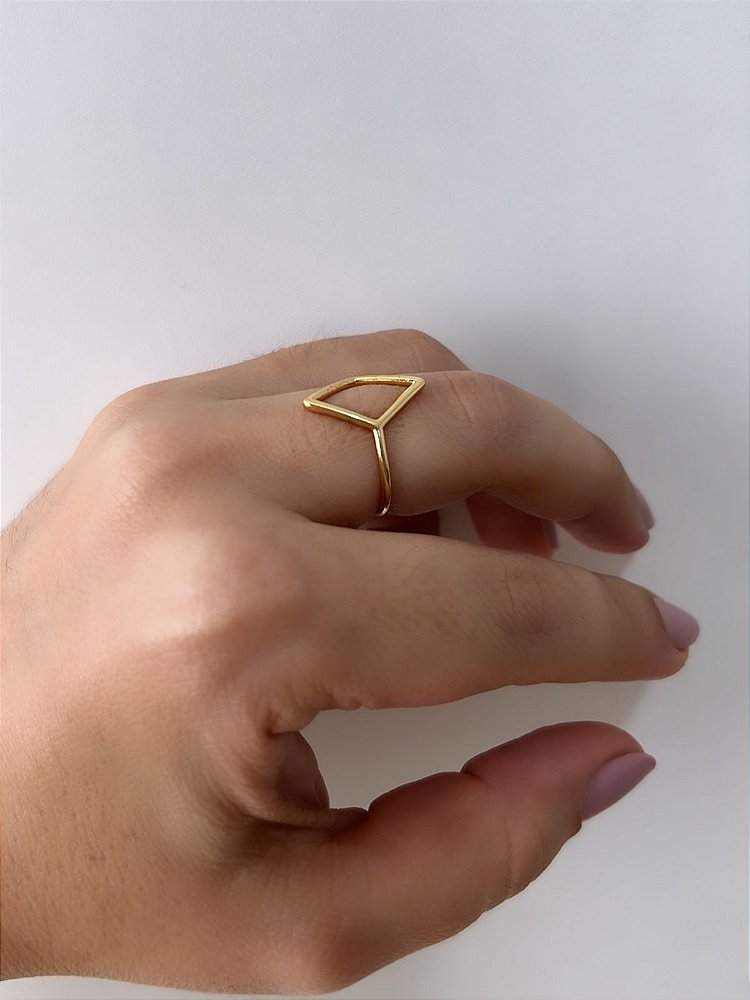 Anel de Losango Vazado Minimalista Colecionaveis - Semijoia Banhada a Ouro 18k