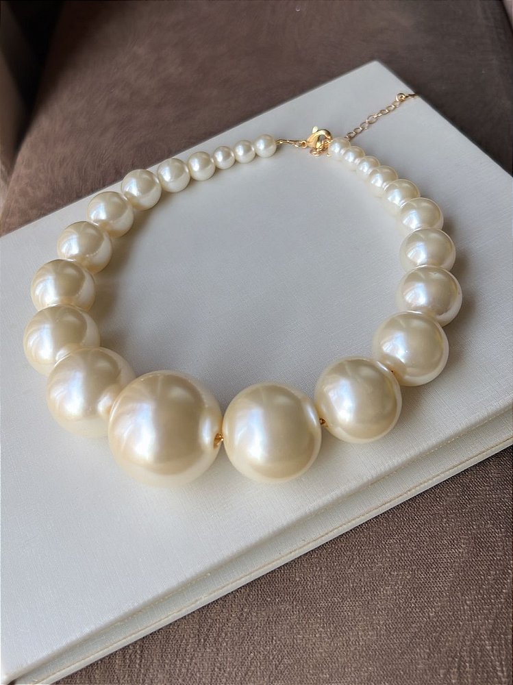 Colar Maxi Perola - Semijoia Banhada a Ouro 18K