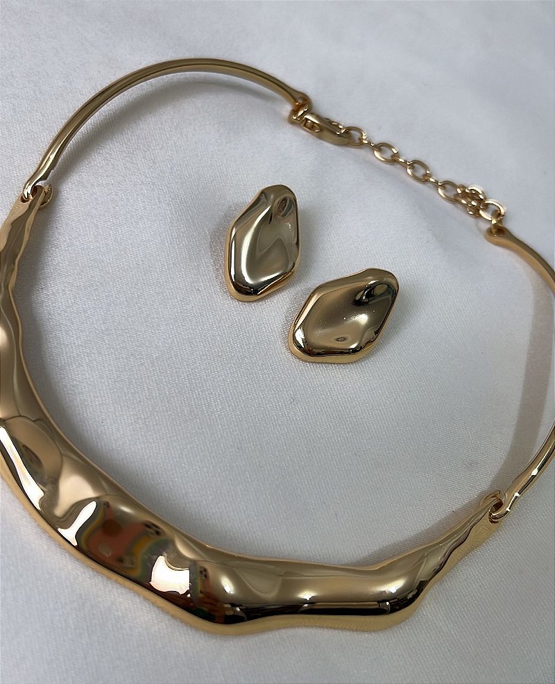 Brinco Rocha Orgânica - Semijoia Banhada a Ouro 18K