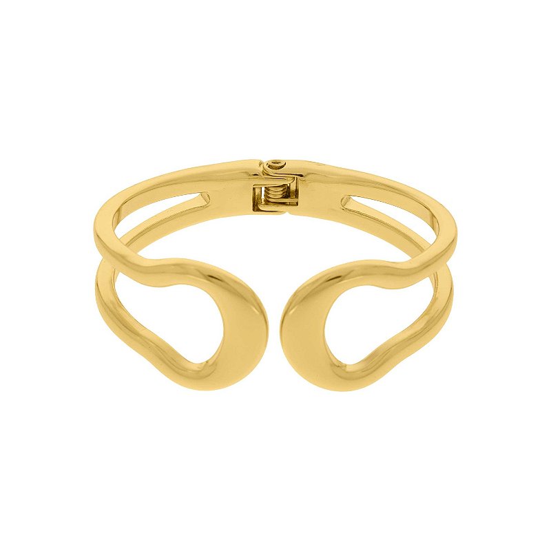 Bracelete Linhas Sinuosas Maximalista Liso Organico - Semijoia Banhada no Ouro 18k