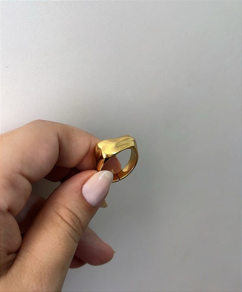 Anel Rocha Orgânica - Semijoia Banhado a Ouro 18k