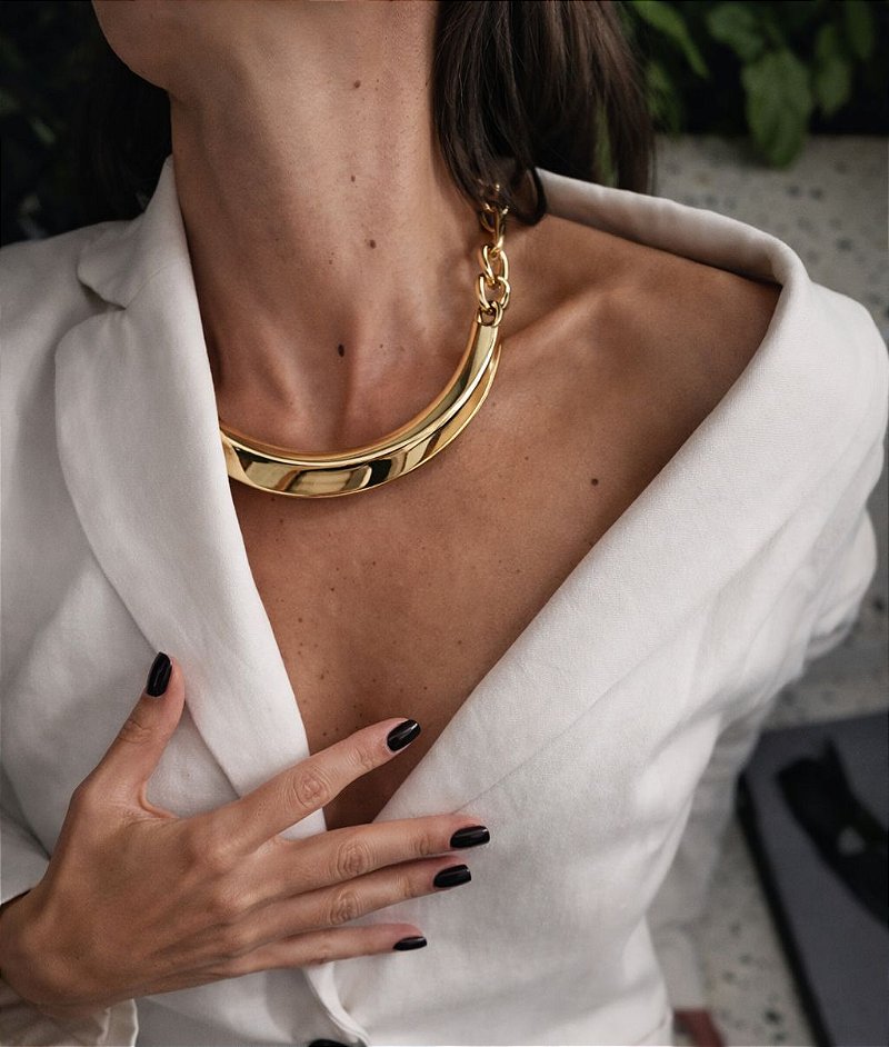 Colar Choker Movimento Max Dourado – Semijoia Robusta Kalize - Semijoia Banhada em Ouro 18K