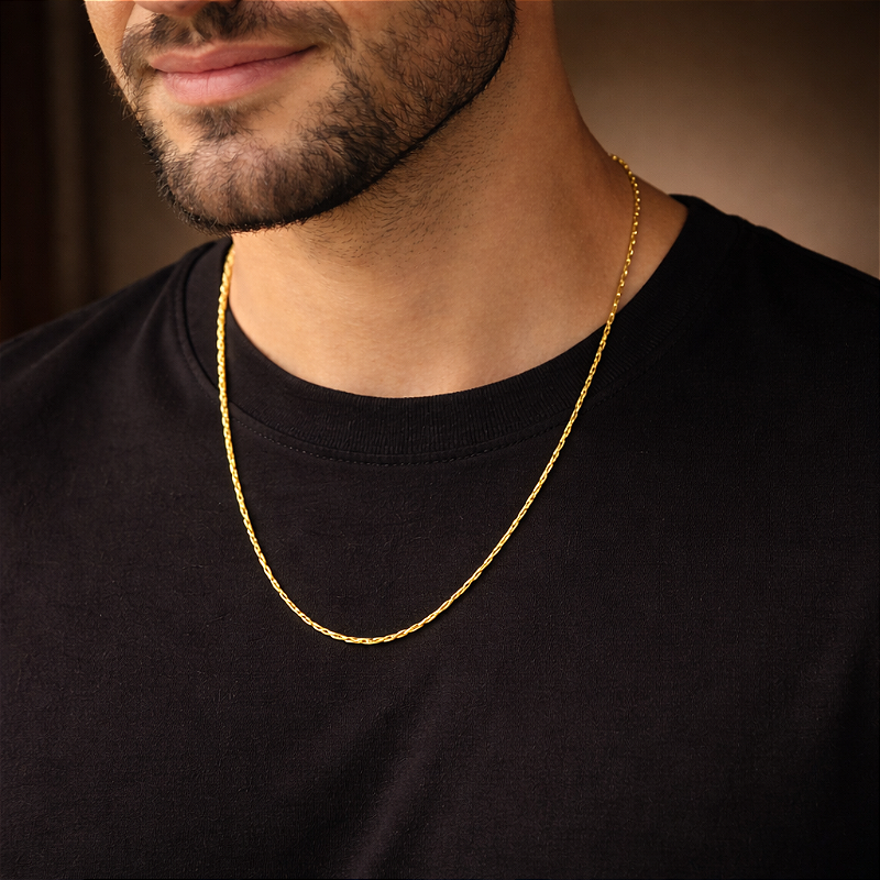 Colar Masculino Eterno de 60cm Com Elos de 2,5mm - Semijoia Banhada a Ouro 18K - Kalize