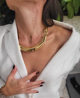 Colar Choker Movimento Dourado – Max Colar Moderna Semijoia Kalize - Banhada em Ouro 18K