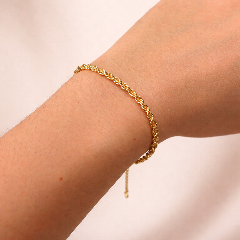Pulseira Cordão Baiano ou Cabo de Aço 3mm - Semijoia Banhada a Ouro 18k