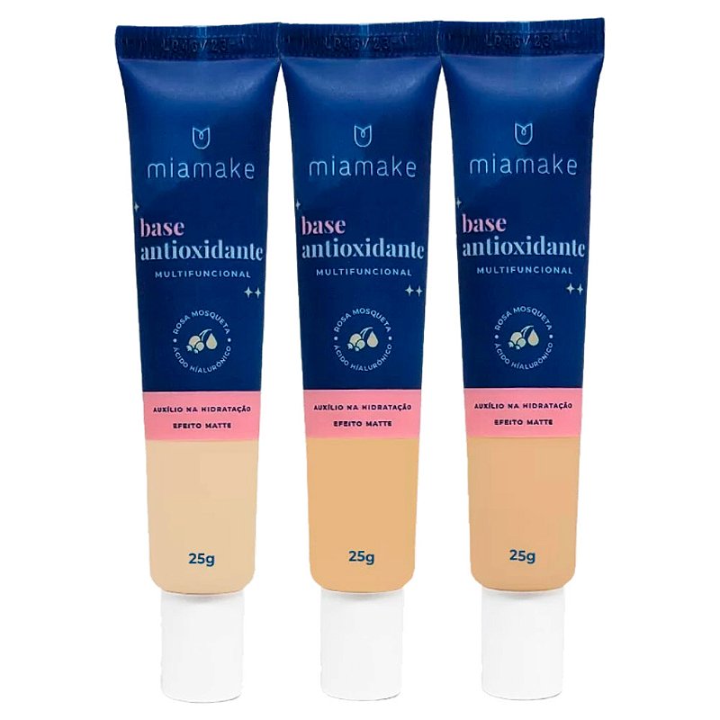Base Líquida Matte Antioxidante Multifuncional Cores Médias Mia Make 326 - Kit c/ 06 unid