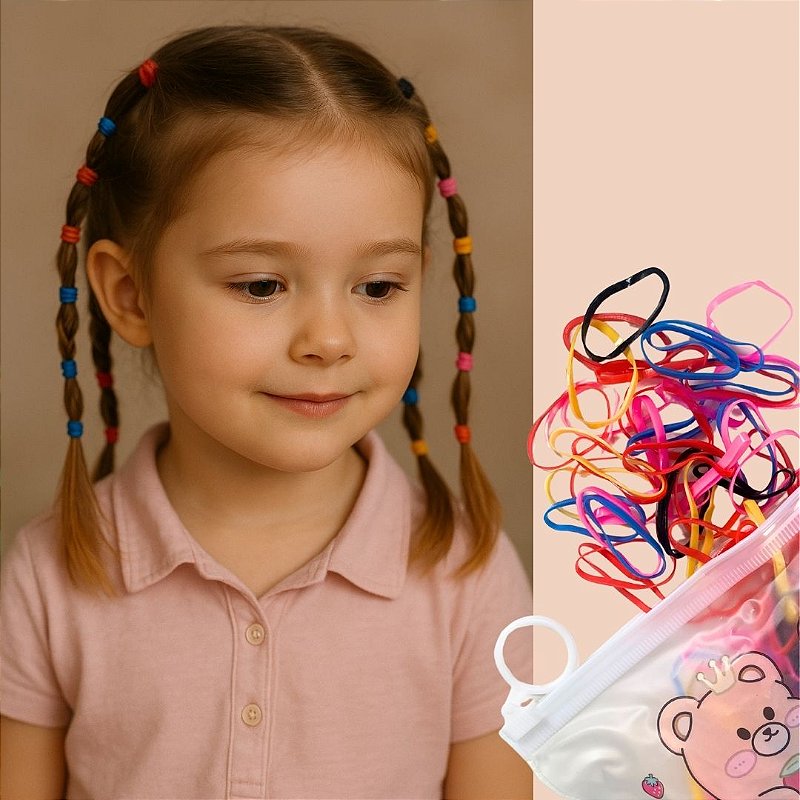 Elástico de Silicone para Cabelo com Bolsinha - Pcte c/ 12 unid