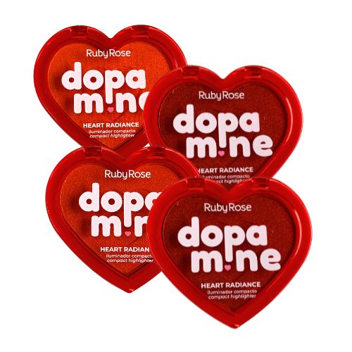 Iluminador Compacto Heart Radiance Dopa Mine Ruby Rose HB-F1603 - Kit c/ 04 unid