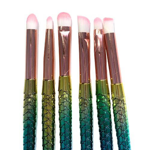 Kit com 10 Pincéis para Maquiagem Sereia - Pcte c/ 12 unid