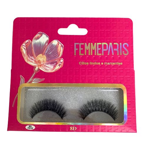 Cílios Postiços 8D F010 Femme Paris FM1010 - Box c/ 10 unid