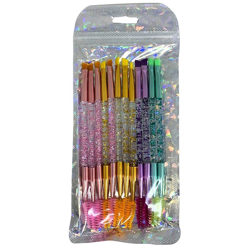 Kit com 12 Pincéis Duplo Glitter