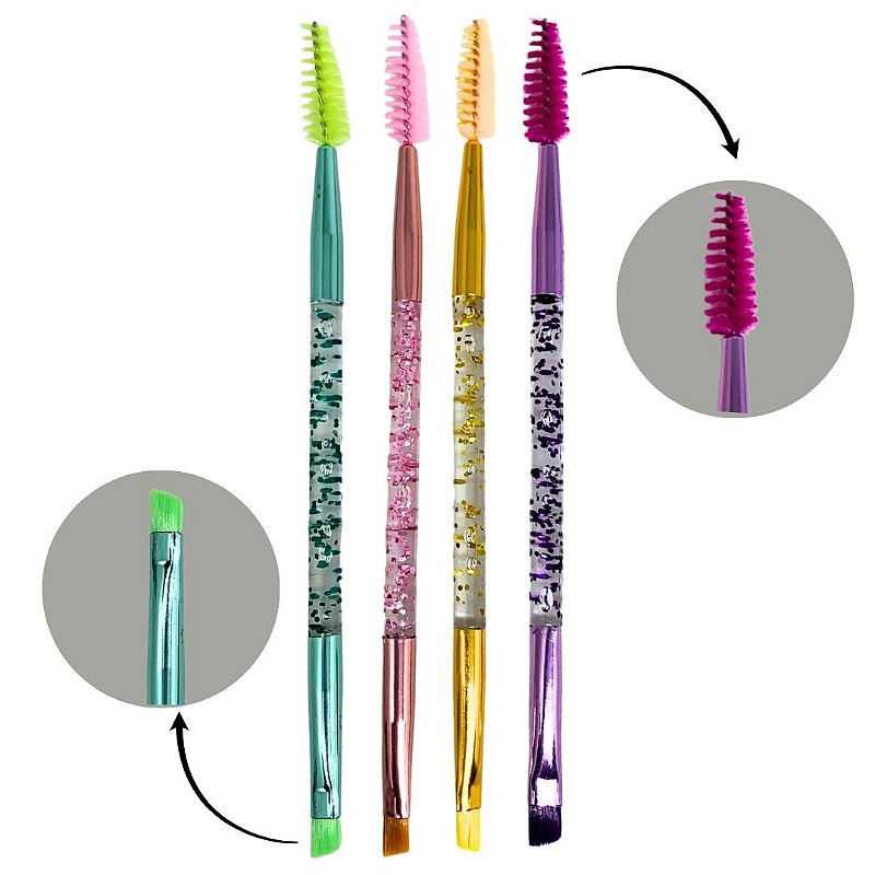 Kit com 12 Pincéis Duplo Glitter - Pcte c/ 12 unid